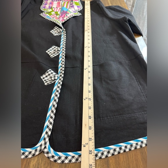 Koos of Course Black Linen multi color contrasting reversible Woman Blazer 2X - Picture 8 of 14